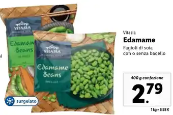 Lidl Vitasia Edamame Fagioli di soia con o senza bacello 400 g confezione offerta