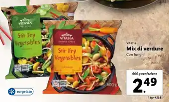 Lidl Vitasia Mix di verdure Con funghi 600 g confezione offerta