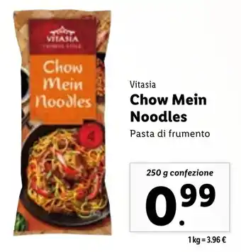 Lidl Vitasia Chow Mein Noodles Pasta di frumento 250 g confezione offerta