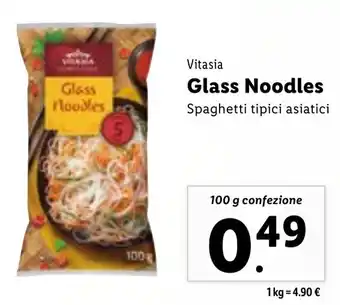 Lidl Vitasia Glass Noodles Spaghetti tipici asiatici 100 g confezione offerta