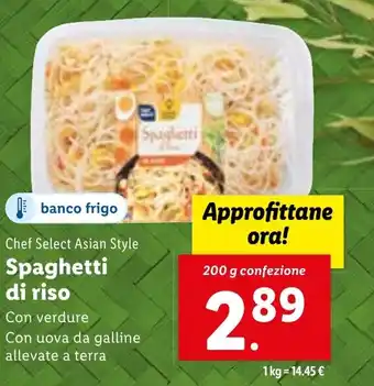 Lidl Chef Select Asian Style Spaghetti di riso 200 g confezione offerta