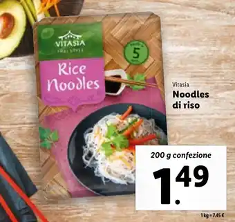 Lidl Vitasia Noodles di riso 200 g confezione offerta