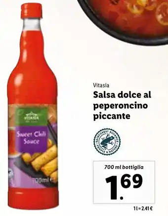 Lidl Vitasia Salsa dolce al peperoncino piccante 700 ml bottiglia offerta