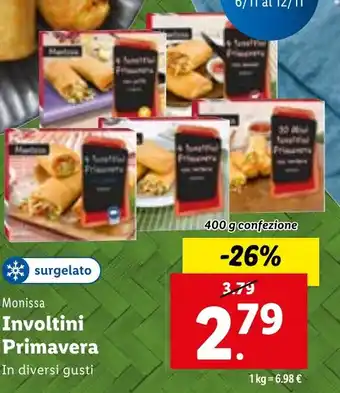 Lidl Monissa Involtini Primavera 400 g confezione offerta