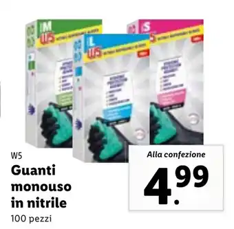 Lidl W5 Guanti monouso in nitrile 100 pezzi offerta