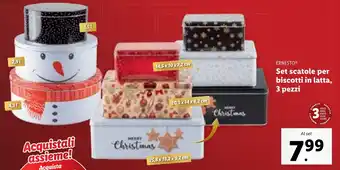 Lidl ERNESTO Set scatole per biscotti in latta, 3 pezzi offerta