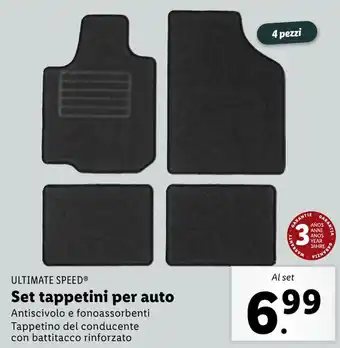 Lidl ULTIMATE SPEED Set tappetini per auto offerta