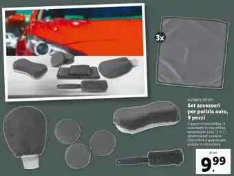 Lidl ULTIMATE SPEED Set accessori per pulizia auto, 9 pezzi offerta