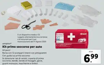 Lidl Sensiplast Kit primo soccorso per auto 44 pezzi offerta