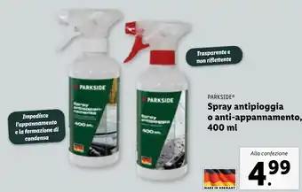 Lidl PARKSIDE Spray antipioggia o anti-appannamento, 400 ml offerta