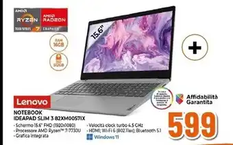 Expert Lenovo notebook ideapad slim 3 82xm0057ix offerta