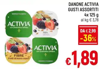 A&O DANONE ACTIVIA GUSTI ASSORTITI 4x 125 g offerta