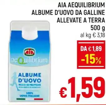 A&O AIA AEQUILIBRIUM ALBUME D'UOVO DA GALLINE ALLEVATE A TERRA 500 g offerta
