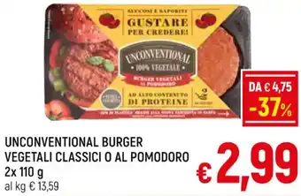 A&O UNCONVENTIONAL BURGER VEGETALI CLASSICI O AL POMODORO 2x110 g offerta