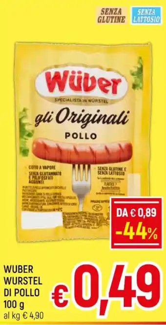 A&O WUBER WURSTEL DI POLLO 100 g offerta