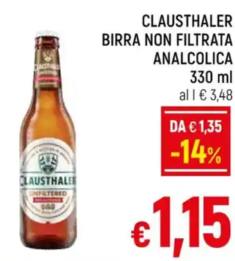 CLAUSTHALER BIRRA NON FILTRATA ANALCOLICA 330 ml