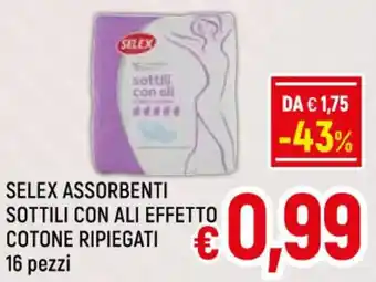 A&O SELEX ASSORBENTI SOTTILI CON ALI EFFETTO COTONE RIPIEGATI 16 pezzi offerta