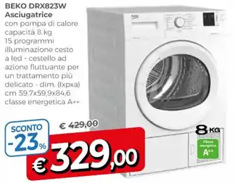 A&O BEKO DRX823W Asciugatrice cm 59,7x59,9x84,6 offerta