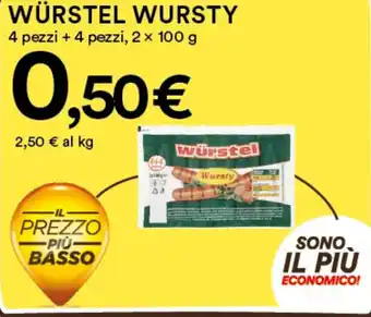 Coop WÜRSTEL WURSTY 4 pezzi + 4 pezzi, 2 x 100 g offerta