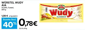 Coop WÜRSTEL WUDY AIA di pollo, 3 pezzi, 250 g offerta