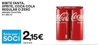 Coop BIBITE FANTA, SPRITE, COCA COLA REGULAR O ZERO 4 x 330 ml offerta
