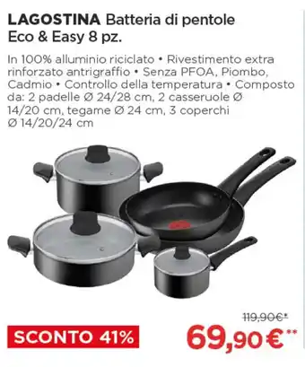 Coop LAGOSTINA Batteria di pentole Eco & Easy 8 pz. offerta