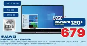 Euronics Huawei Matebook D14 - 53012JBB offerta
