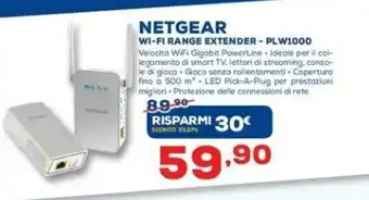 Euronics Netgear Wi-Fi Range Extender - PLW1000 offerta