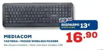 Euronics Mediacom Tastiera + Mouse Wireless MCK989 offerta