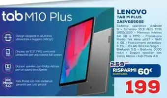 Euronics Lenovo Tab M Plus ZA5VO25OSE offerta