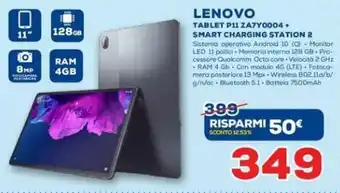 Euronics Lenovo Tablet P11 ZA7Y0004 + Smart Charging Station 2 offerta