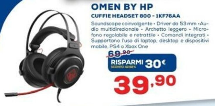 Omen By Hp Cuffie Headset 800 - 1KF76AA offerta di Euronics