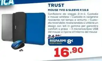 Euronics Trust Mouse YVO & Sleeve F/15.6 offerta