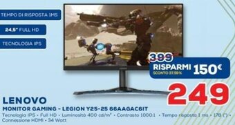 Euronics Lenovo Monitor Gaming - Legion Y25-25 66AAGAC6IT offerta