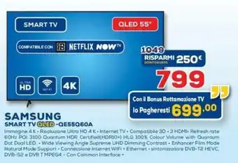 Euronics Samsung Smart TV QLED-QE55Q60A offerta