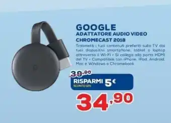 Euronics Google Adattattore Audio Video Chromecast 2018 offerta