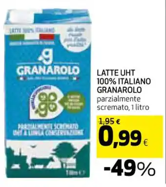 Coop LATTE UHT 100% ITALIANO GRANAROLO parzialmente scremato, 1 litro offerta