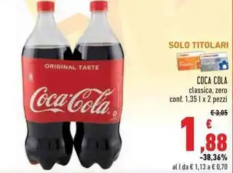 Conad Margherita Coca Cola 1,35l x 2 pezzi offerta