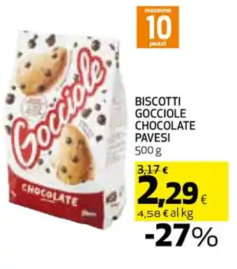 Coop BISCOTTI GOCCIOLE CHOCOLATE PAVESI 500 g offerta