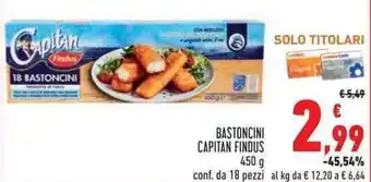 Conad Margherita Capitan Findus Bastoncini 18pz 450g offerta