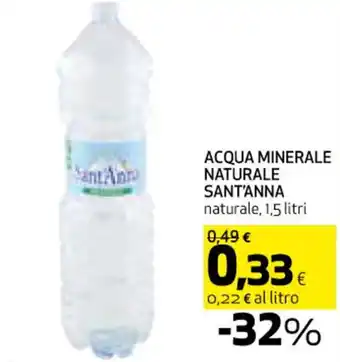 Coop ACQUA MINERALE NATURALE SANT'ANNA naturale, 1,5 litri offerta