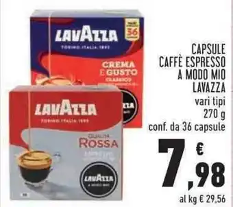 Conad Margherita Lavazza Capsule Caffè A Modo Mio 36 capsule 270g offerta