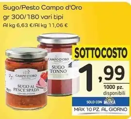 Famila Superstore Campo d'oro sugo/pesto offerta