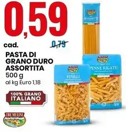 Eurospin Tre mulini pasta di grano duro assortita offerta