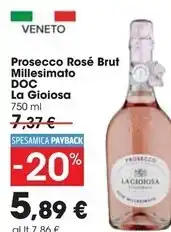 Carrefour Iper La gioiosa prosecco rosé brut millesimato doc offerta