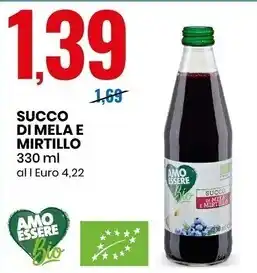 Eurospin Amo essere bio succo di mela e mirtillo offerta