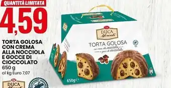 Eurospin Duca moscati torta golosa con crema alla nocciola e gocce di cioccolato offerta