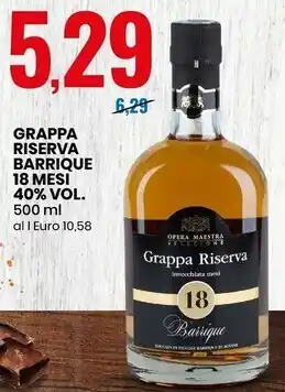 Eurospin Grappa riserva barrique 18 mesi 40% vol offerta