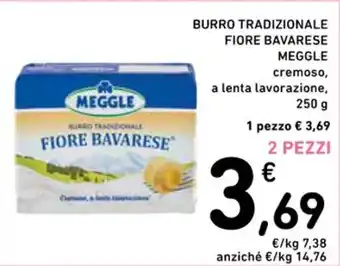 Spazio Conad BURRO TRADIZIONALE FIORE BAVARESE MEGGLE cremoso, a lenta lavorazione, 250 g offerta
