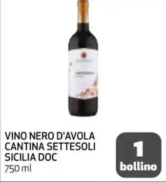 Coop VINO NERO D'AVOLA CANTINA SETTESOLI SICILIA DOC 750 ml offerta